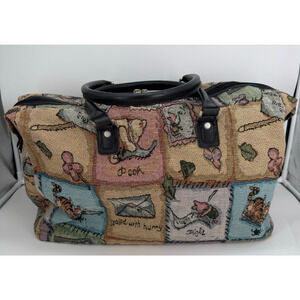 Disney Winnie the Pooh Tigger Eeyore Patchwork Tapestry Duffel Bag Large 20”x13”